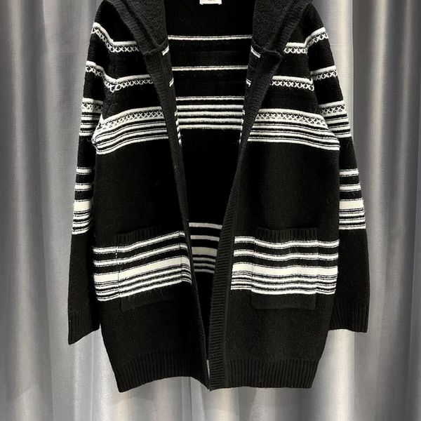 women's knits tee original retro geometric striped design highquality mohair luxury hooded cardigan fashion famous brand sweater knitte, White
women's knits tee original retro geometric striped design highquality mohair luxury hooded cardigan fashion famous brand sweater knitte, White