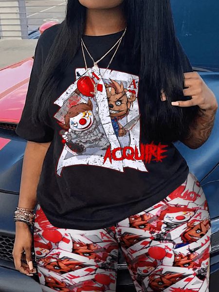 women's plus size pants lw cartoon mixed print shorts set summer suit casual short sleeve two piece tracksuits 2 pieces 230324, Black
women's plus size pants lw cartoon mixed print shorts set summer suit casual short sleeve two piece tracksuits 2 pieces 230324, Black