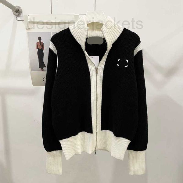 women's sweaters designer autumn winter new style embroidery contrast color half high neck zip knit cardigan slim fit coat nkpf, White;black
women's sweaters designer autumn winter new style embroidery contrast color half high neck zip knit cardigan slim fit coat nkpf, White;black
