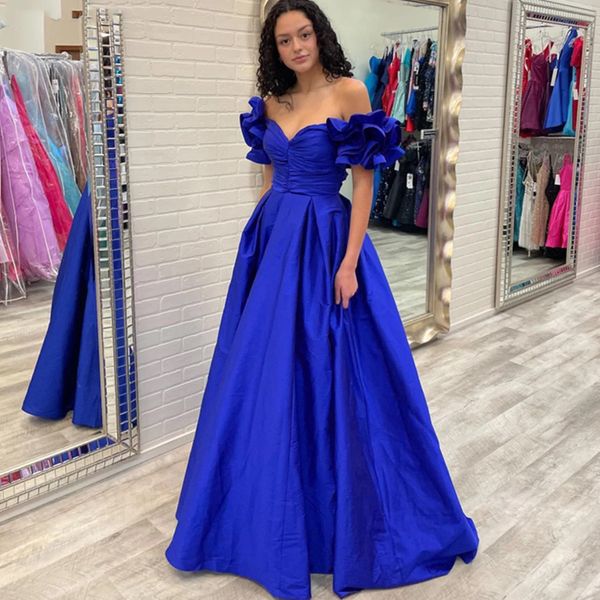 elegant royal blue a-line prom dress 2023 off the shoulder short puffy sleeves pleats evening formal birthday party gown robe de soiree, Black
elegant royal blue a-line prom dress 2023 off the shoulder short puffy sleeves pleats evening formal birthday party gown robe de soiree, Black
