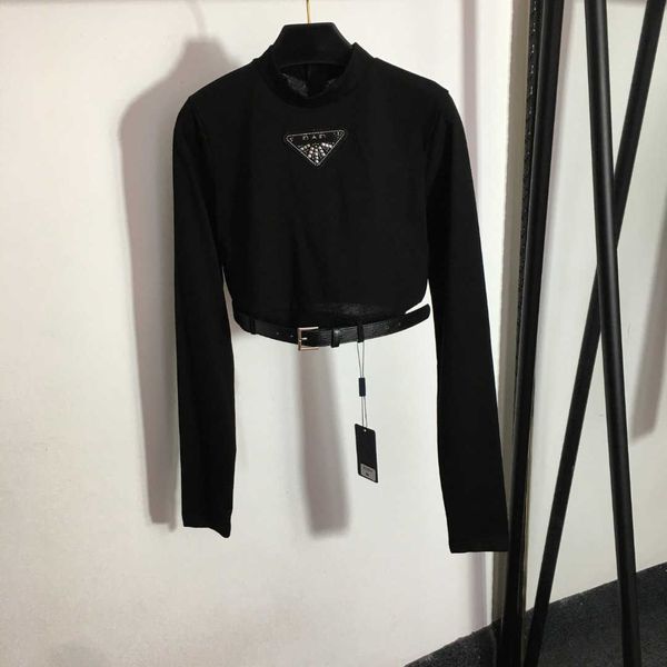 23ss designer clothes women long sleeve t shirt brand half high neck pure cotton chest scalded letter belt tucked waist short crop t-shirt f, White
23ss designer clothes women long sleeve t shirt brand half high neck pure cotton chest scalded letter belt tucked waist short crop t-shirt f, White