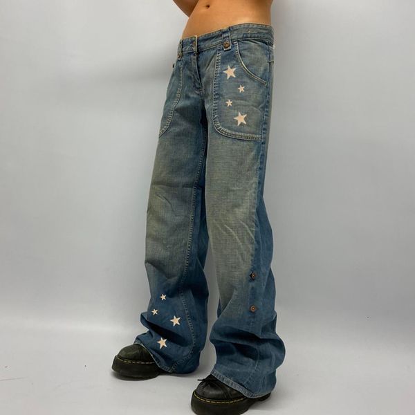 women's jeans y2k mall goth vintage grunge denim pants 2000s retro star print chic women low waist straight long trousers streetwear 23, Blue
women's jeans y2k mall goth vintage grunge denim pants 2000s retro star print chic women low waist straight long trousers streetwear 23, Blue