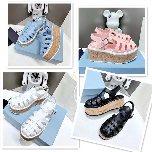 designer thick bottom solid color sandals round toe platform women's shoes summer ankle wrap rubber beach shoes luxury brand fashion sl, Black
designer thick bottom solid color sandals round toe platform women's shoes summer ankle wrap rubber beach shoes luxury brand fashion sl, Black
