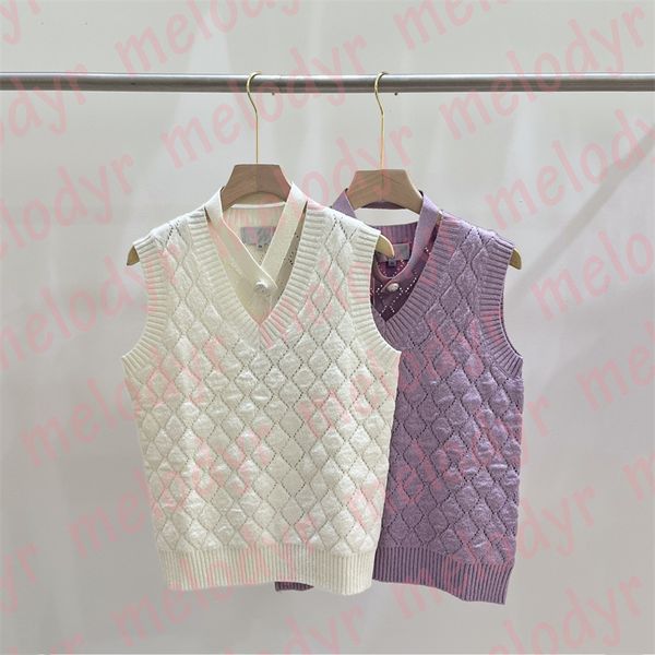 summer knitted t shirts loose vest designer sleeveless plaid tank tees v neck tees for women, Black