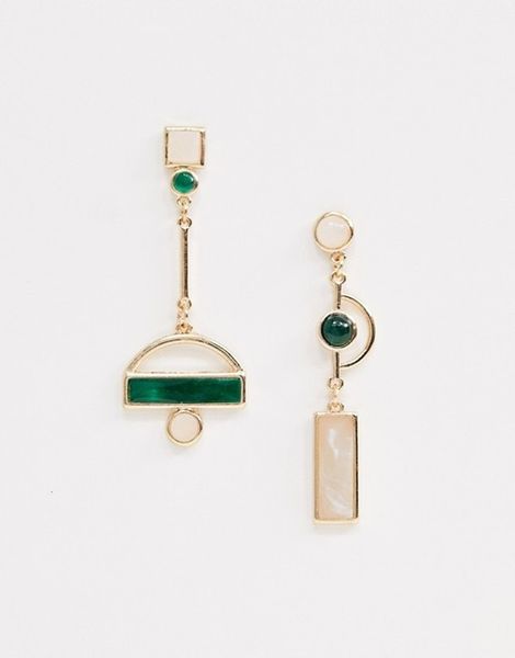 

dangle chandelier allme vintage green color enamel long dangle earrings for women asymmetric rectangle geometric hanging earring oorbellen 2, Silver