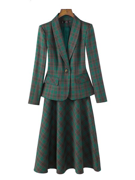 two piece dres formal skirt suit elegant ladies green coffee plaid long sleeve blazer aline for business work wear 2 set 230324, White
two piece dres formal skirt suit elegant ladies green coffee plaid long sleeve blazer aline for business work wear 2 set 230324, White