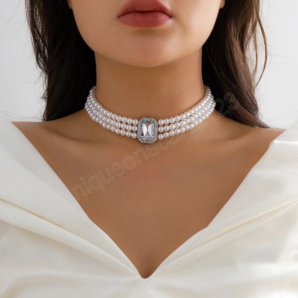 layered pearl beads chains with crystal short choker necklace for women elegant trendy wedding collar fashion jewelry gifts, Golden;silver
layered pearl beads chains with crystal short choker necklace for women elegant trendy wedding collar fashion jewelry gifts, Golden;silver