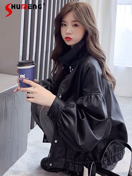 women's jackets fashionable simple black leather coat for women 2023 spring retro loose casual short pu jacket cool female casacos 2303, Black;brown
women's jackets fashionable simple black leather coat for women 2023 spring retro loose casual short pu jacket cool female casacos 2303, Black;brown