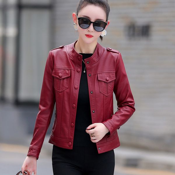 women's jackets women casual leather spring autumn fashion small stand collar slim sheepskin short coat biker split 230324, Black;brown
women's jackets women casual leather spring autumn fashion small stand collar slim sheepskin short coat biker split 230324, Black;brown