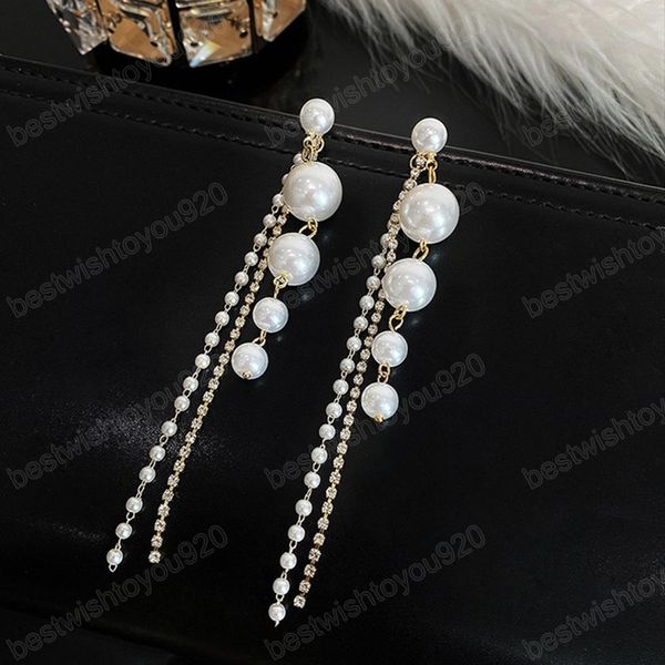korean fashion full pearl long tassel rhinestone dangle earrings for women 2023 new design hangable ear line earring jewelry, Silver
korean fashion full pearl long tassel rhinestone dangle earrings for women 2023 new design hangable ear line earring jewelry, Silver