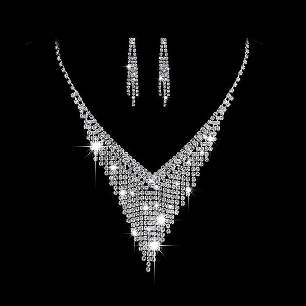 necklace earring suit inlaid zircon rhinestone pearl twinkle bridal decorate adjeustable length necklace american style non fading party wed, Silver
necklace earring suit inlaid zircon rhinestone pearl twinkle bridal decorate adjeustable length necklace american style non fading party wed, Silver