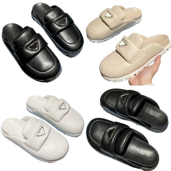 half slippers triangle logo platform shoes metal letter designer shoes chunky heel sandal leather summer outdoor beach l indoor soft bottom, Black
half slippers triangle logo platform shoes metal letter designer shoes chunky heel sandal leather summer outdoor beach l indoor soft bottom, Black
