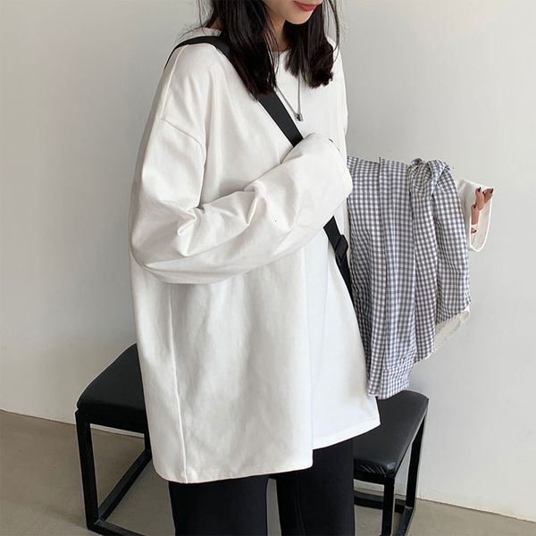 women's t-shirt 100% cotton t-shirt women autumn long sleeve loose casual o-neck tees shirt street fashion basic woman tshirts clothing, White
women's t-shirt 100% cotton t-shirt women autumn long sleeve loose casual o-neck tees shirt street fashion basic woman tshirts clothing, White