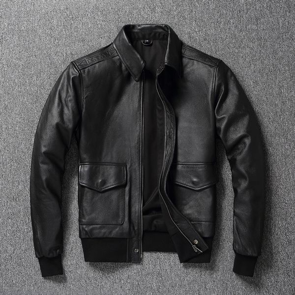 men's leather faux yrclassic air force a2 style genuine leather coatmen bomber cowhide jacket super sales 230325, Black
men's leather faux yrclassic air force a2 style genuine leather coatmen bomber cowhide jacket super sales 230325, Black