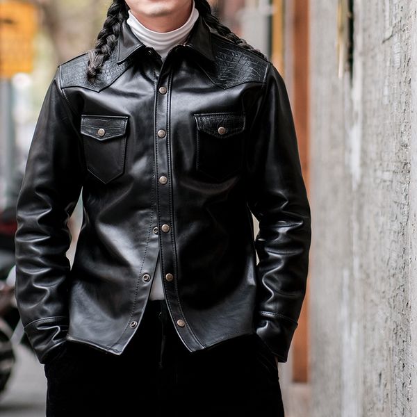 men's leather faux yrluxury horseskin us western shirtgrade a oil wax horsehide coatslim fit genuine leather jacketfashion man 230324, Black
men's leather faux yrluxury horseskin us western shirtgrade a oil wax horsehide coatslim fit genuine leather jacketfashion man 230324, Black