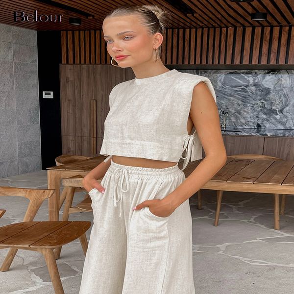 women's two piece pants bclout summer khaki linen pants sets women 2 piece fashion lace-up crop vacation elastic waist loose long pant, White
women's two piece pants bclout summer khaki linen pants sets women 2 piece fashion lace-up crop vacation elastic waist loose long pant, White
