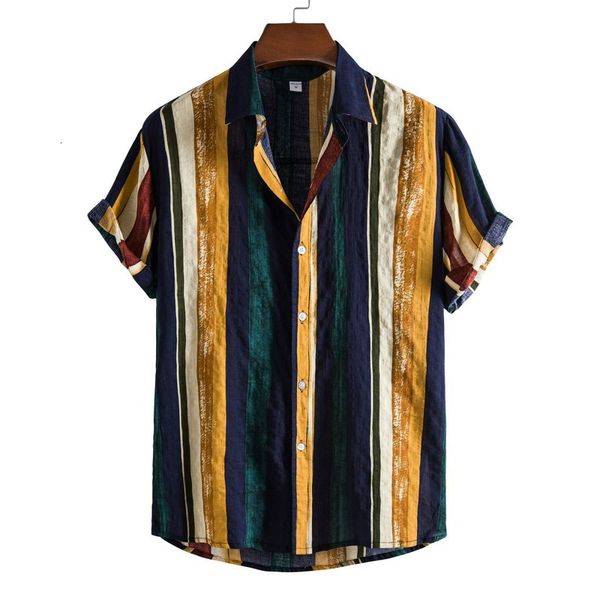 men's casual shirts men clothing hawaiian striped european american lapel short-sleeved camisas para hombre 230325, White;black
men's casual shirts men clothing hawaiian striped european american lapel short-sleeved camisas para hombre 230325, White;black