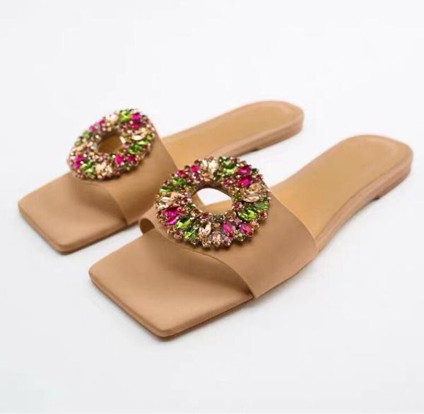 women'slippers square head open toe back empty flat slippers 2023 new product one word with rhinestone khaki cool slippers outside wear, Black
women'slippers square head open toe back empty flat slippers 2023 new product one word with rhinestone khaki cool slippers outside wear, Black