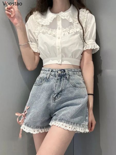 women's shorts sweet denim shorts summer women casual lace bow bandage short pants streetwear chic shorts girly high waist loose wide, White;black
women's shorts sweet denim shorts summer women casual lace bow bandage short pants streetwear chic shorts girly high waist loose wide, White;black