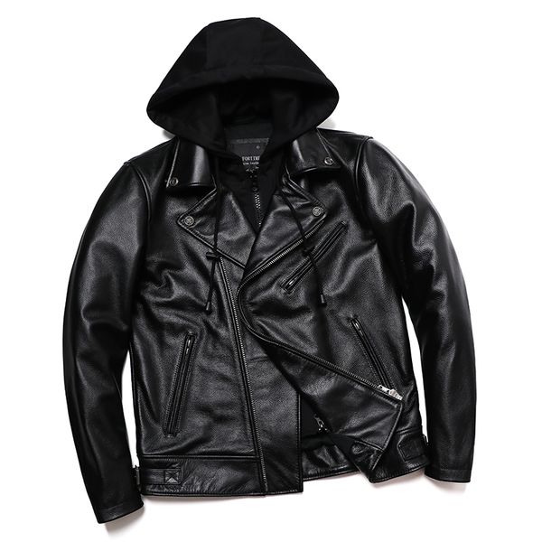 men's leather faux motorcycle detachable hat cowhide real jacket men slim biker jackets oblique zipper clothing s5xl 230324, Black
men's leather faux motorcycle detachable hat cowhide real jacket men slim biker jackets oblique zipper clothing s5xl 230324, Black