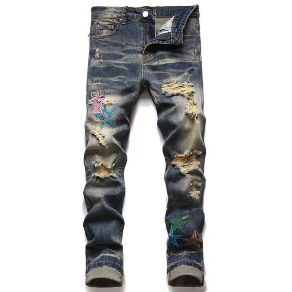 men's jeans designer european and american ripped jeans hip-hop high street fashion brand cycling motorcycle embroidery close-fitting s, Blue
men's jeans designer european and american ripped jeans hip-hop high street fashion brand cycling motorcycle embroidery close-fitting s, Blue