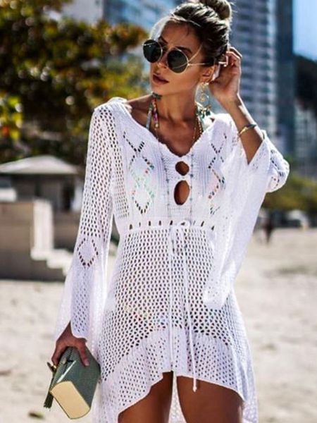 women's swimwear summer women beachwear white crochet tunic beach wrap dress woman swimsuit cover-ups bikini cover up #q719 220325, White;black
women's swimwear summer women beachwear white crochet tunic beach wrap dress woman swimsuit cover-ups bikini cover up #q719 220325, White;black