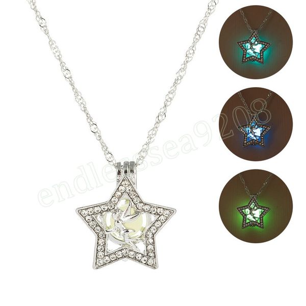 glow in the dark necklaces for women angel star cage pendant chain female fashion party luminous jewelry gift, Silver
glow in the dark necklaces for women angel star cage pendant chain female fashion party luminous jewelry gift, Silver