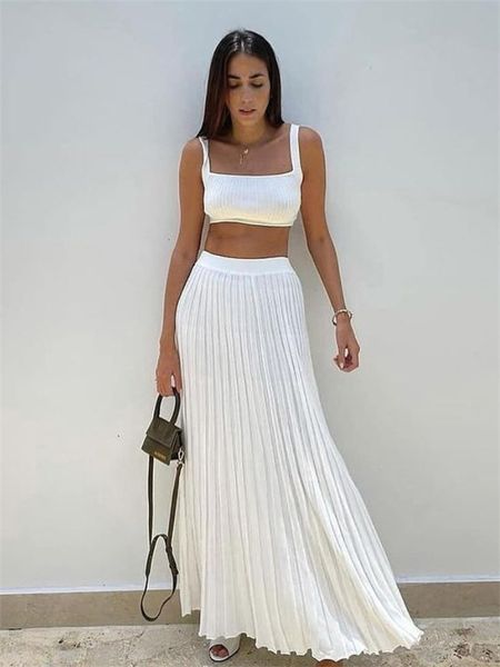 two piece dress tossy white knit women sets fall ribbed tank and pleated knitted skirt suits for long summer 230325
two piece dress tossy white knit women sets fall ribbed tank and pleated knitted skirt suits for long summer 230325