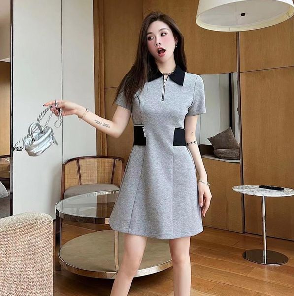 casual dresses womens front lapel long skirt collocation a belted waist logo fold shirt dress fashion woman clothing, Black;gray