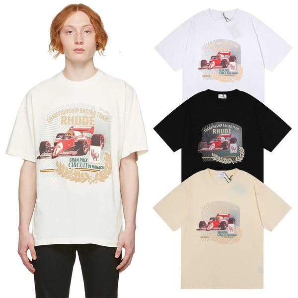 los summer angeles niche fashion dr rhude racing graphic print large short sleeve, White;black
los summer angeles niche fashion dr rhude racing graphic print large short sleeve, White;black