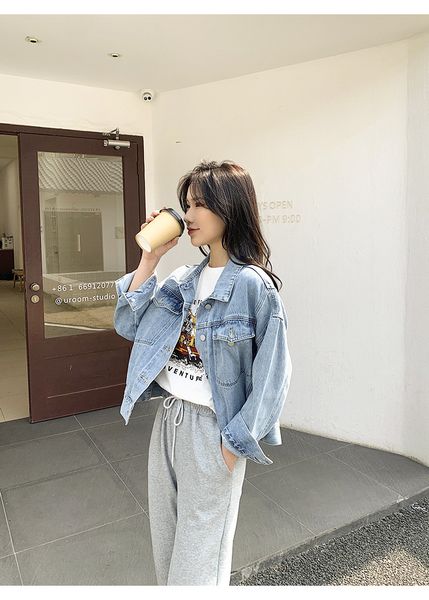 2023 women's spring autumn korean denim jacket lapel neck single breasted short coat, Black;brown
2023 women's spring autumn korean denim jacket lapel neck single breasted short coat, Black;brown