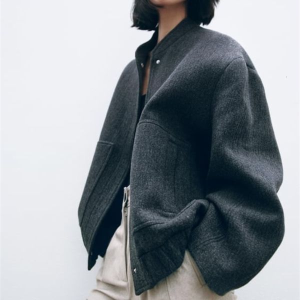 women's jackets rr2311 wool blends bombers jackets oversized with button solid long sleeve coat casual loose winter warm woman traf 230, Black;brown