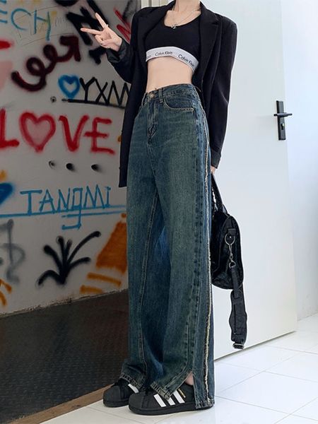 women's jeans houzhou women wide leg jeans high waist vintage korean fashion chic streetwear y2k female baggy denim trousers autumn all, Blue
women's jeans houzhou women wide leg jeans high waist vintage korean fashion chic streetwear y2k female baggy denim trousers autumn all, Blue