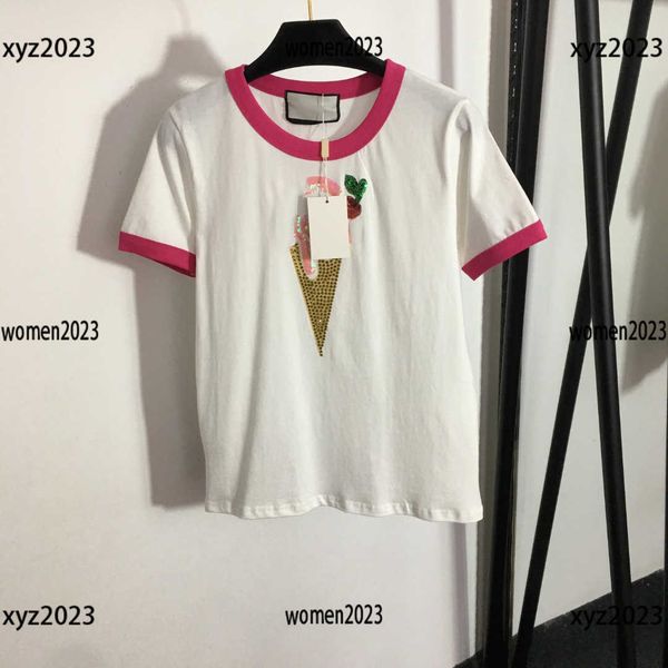 luxury womens designer clothing t shirt lady short sleeve female size s-l ice cream sequin t-shirt new arrivals, White
luxury womens designer clothing t shirt lady short sleeve female size s-l ice cream sequin t-shirt new arrivals, White