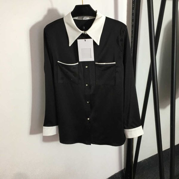 23ss designer blouse shirts womens clothes chest small fragrance logo drill pocket diamond button patchwork color lapel long sleeve shirt wo, White
23ss designer blouse shirts womens clothes chest small fragrance logo drill pocket diamond button patchwork color lapel long sleeve shirt wo, White