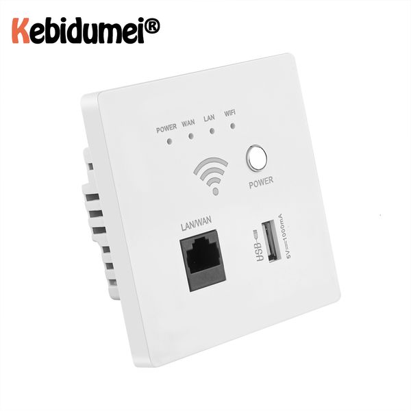 Image of Routers kebidumei 300Mbps 220V power AP Relay Smart Wireless WIFI repeater extender Wall Embedded 2 4Ghz Router Panel usb socket rj45 230325