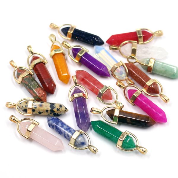 gold hexagonal prism agate crystal semi-precious stone charms pendant for necklace jewelry making, Bronze;silver
gold hexagonal prism agate crystal semi-precious stone charms pendant for necklace jewelry making, Bronze;silver