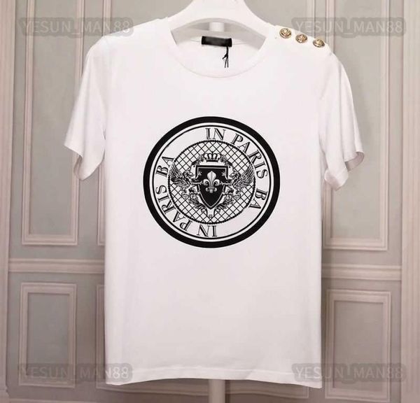designer luxury summer balman classic t shirt disc shield gilded shoulder gold and silver buttons mens and womens loose high stree4893167, White;black
designer luxury summer balman classic t shirt disc shield gilded shoulder gold and silver buttons mens and womens loose high stree4893167, White;black