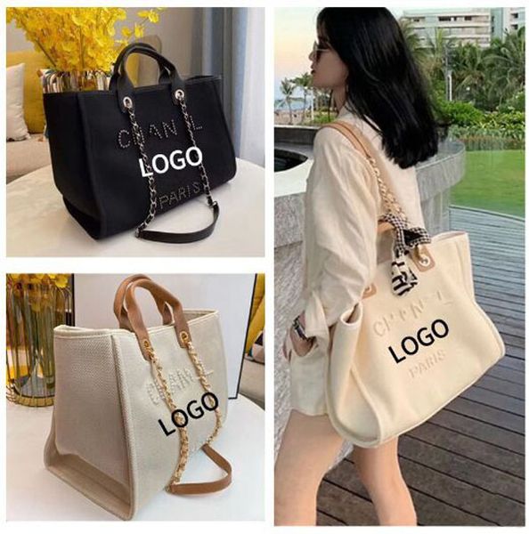 women luxury handbags designer beach bag fashion knitting purse shoulder large tote with gold chain canvas shopping bag c230325
women luxury handbags designer beach bag fashion knitting purse shoulder large tote with gold chain canvas shopping bag c230325