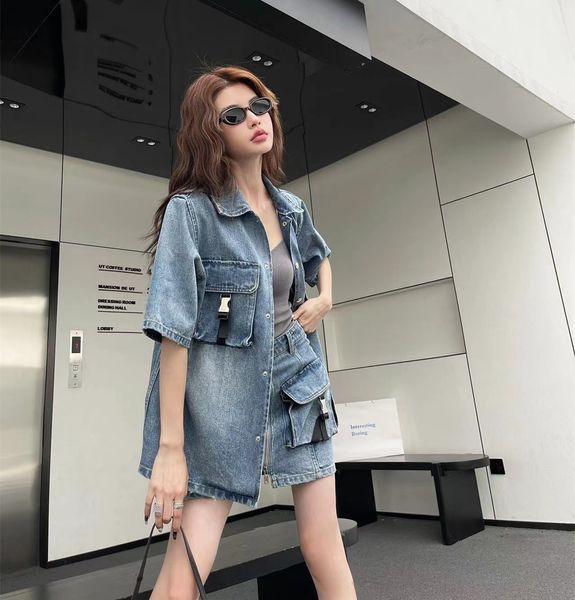 pra 2023 new spring summer women's two piece sets fashion triangle logo cowboy two piece dress short skirt womens suit casual coat birt, White
pra 2023 new spring summer women's two piece sets fashion triangle logo cowboy two piece dress short skirt womens suit casual coat birt, White