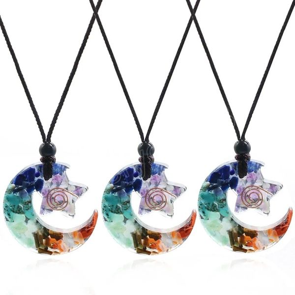 healing 7 chakra necklace star moon natural chips quartz stone pendulum reiki energy crystal orgonite pendant women girls, Silver
healing 7 chakra necklace star moon natural chips quartz stone pendulum reiki energy crystal orgonite pendant women girls, Silver
