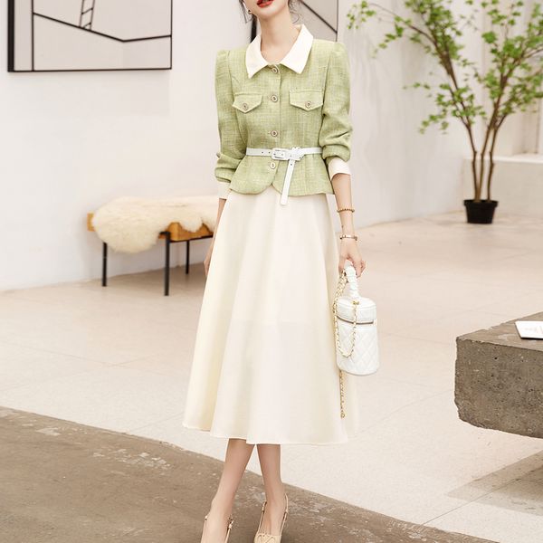 two piece dress korean sweety 2pcs sets girls short blazer coat belt jackets mid aline skirt suit outfits casual office lady work 230324, White
two piece dress korean sweety 2pcs sets girls short blazer coat belt jackets mid aline skirt suit outfits casual office lady work 230324, White