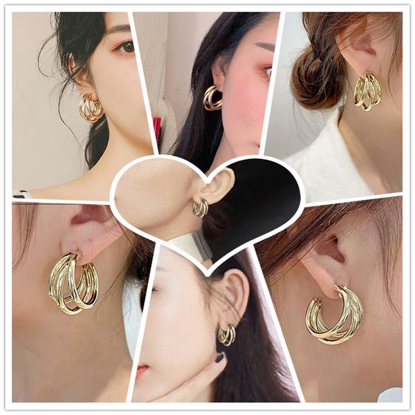 hoop & huggie stud drop earring gold and silver color round for women alloy trendy three-layer earrings circle ear accessories, Golden;silver
hoop & huggie stud drop earring gold and silver color round for women alloy trendy three-layer earrings circle ear accessories, Golden;silver