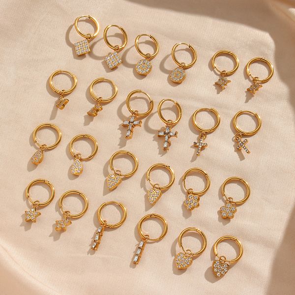 women stud earrings fashion popular cross earring jewelry stainless steel plated 18k zircon octagonal star earringss, Golden;silver
women stud earrings fashion popular cross earring jewelry stainless steel plated 18k zircon octagonal star earringss, Golden;silver