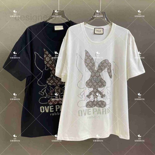 women's t-shirt designer high luxury t-shirt heavy industry diamond donkey double rabbit round neck loose slim short sleeve ib5l, White
women's t-shirt designer high luxury t-shirt heavy industry diamond donkey double rabbit round neck loose slim short sleeve ib5l, White
