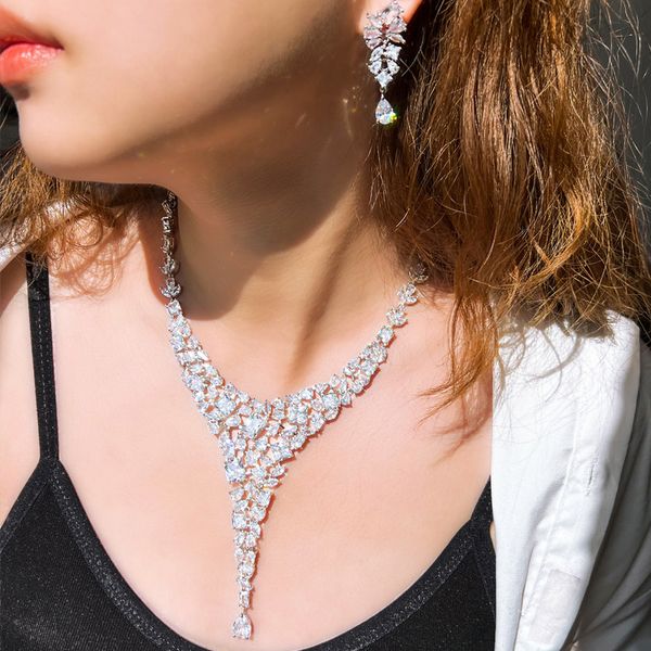 wedding jewelry sets cwwzircons luxury statement cubic zirconia dangling drop large chunky necklace earring bridal set for women t678 230325, Slivery;golden
wedding jewelry sets cwwzircons luxury statement cubic zirconia dangling drop large chunky necklace earring bridal set for women t678 230325, Slivery;golden