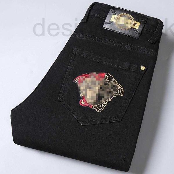 men's jeans designer autumn and winter new thick korean slim fit men's jeans small foot student's cotton elastic medusa embro, Blue
men's jeans designer autumn and winter new thick korean slim fit men's jeans small foot student's cotton elastic medusa embro, Blue