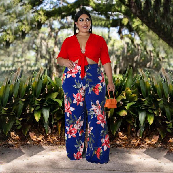 women's plus size pants plus two piece set solid color bodycon lace up high waist crop shirt floral print party suit summer 4xl 230324, Black
women's plus size pants plus two piece set solid color bodycon lace up high waist crop shirt floral print party suit summer 4xl 230324, Black