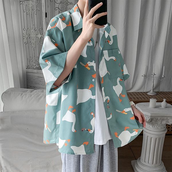 men's casual shirts ruffian shirt men's short sleeve trend summer fashion brand ins 5-sleeve loose casual camisa masculina camisas, White;black
men's casual shirts ruffian shirt men's short sleeve trend summer fashion brand ins 5-sleeve loose casual camisa masculina camisas, White;black