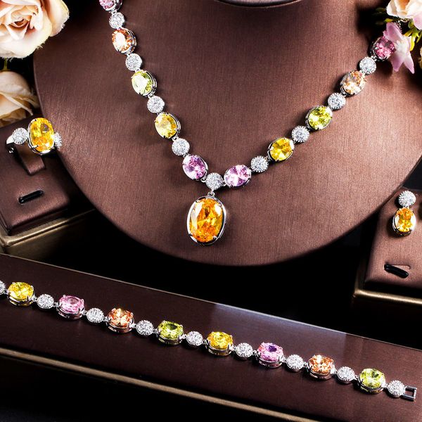 wedding jewelry sets cwwzircons elegant colorful druzy cz stone 4 pc party wear big necklace luxury bridal accessory t635 230325, Slivery;golden
wedding jewelry sets cwwzircons elegant colorful druzy cz stone 4 pc party wear big necklace luxury bridal accessory t635 230325, Slivery;golden